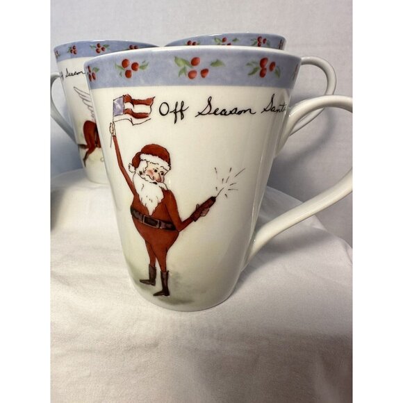 4 Tracy Porter Coffee Mug Cup Off Season Santa Christmas United States Flag 12oz - Picture 3 of 10